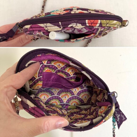 Vera Bradley Small Crossbody Bag Retired Plum Crazy Pattern Multicolor Floral - Picture 5 of 10